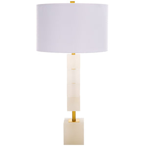 Safavieh JOHNNY Alabaster Table Lamp - Elegant White & Gold Accent for Modern & Traditional Home Décor CTL1036A