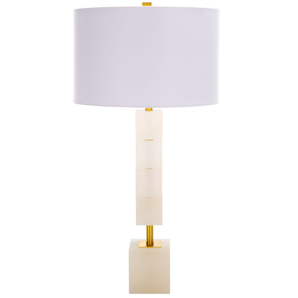 Safavieh JOHNNY Alabaster Table Lamp - Elegant White & Gold Accent for Modern & Traditional Home Décor CTL1036A