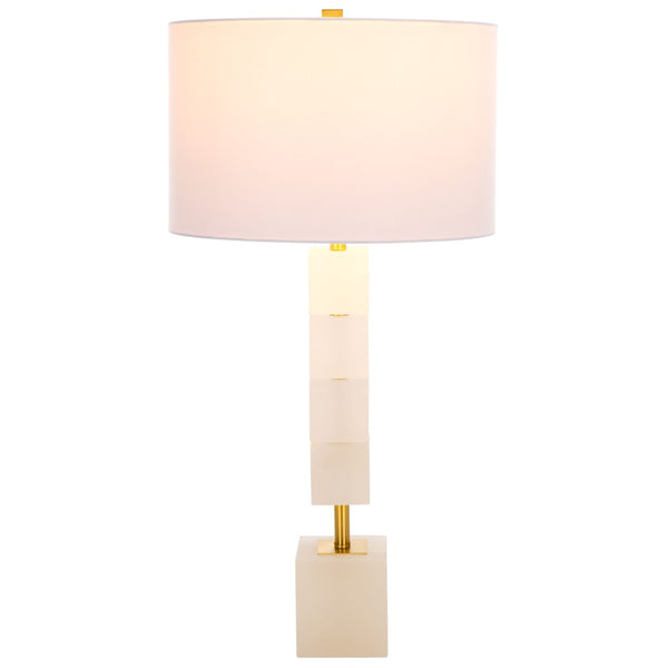 Safavieh JOHNNY Alabaster Table Lamp - Elegant White & Gold Accent for Modern & Traditional Home Décor CTL1036A
