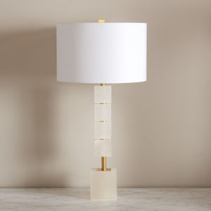 Safavieh JOHNNY Alabaster Table Lamp - Elegant White & Gold Accent for Modern & Traditional Home Décor CTL1036A