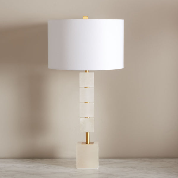 Safavieh JOHNNY Alabaster Table Lamp - Elegant White & Gold Accent for Modern & Traditional Home Décor CTL1036A