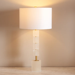 Safavieh JOHNNY Alabaster Table Lamp - Elegant White & Gold Accent for Modern & Traditional Home Décor CTL1036A