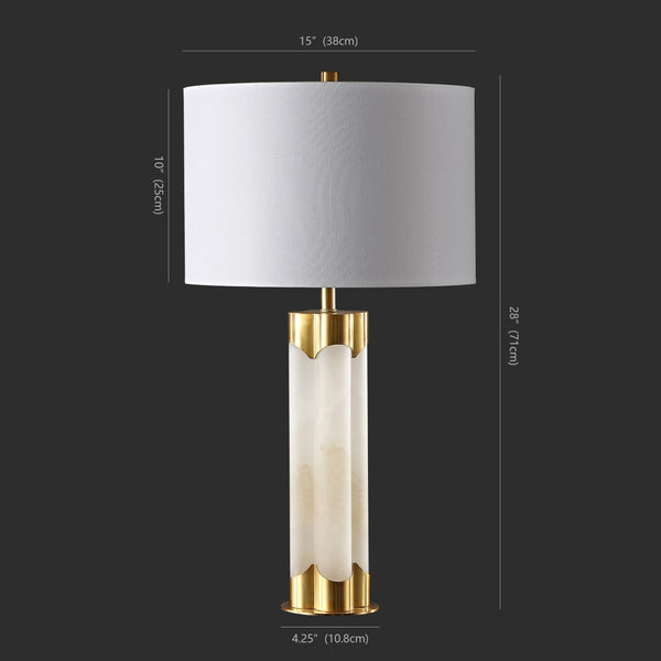 Safavieh CHAVEZ Alabaster Table Lamp - Modern Design with Warm Glow for Stylish Living Rooms and Bedrooms White / Gold CTL1038A