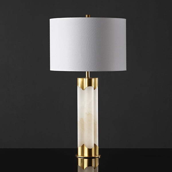 Safavieh CHAVEZ Alabaster Table Lamp - Modern Design with Warm Glow for Stylish Living Rooms and Bedrooms White / Gold CTL1038A