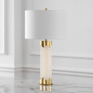 Safavieh CHAVEZ Alabaster Table Lamp - Modern Design with Warm Glow for Stylish Living Rooms and Bedrooms White / Gold CTL1038A