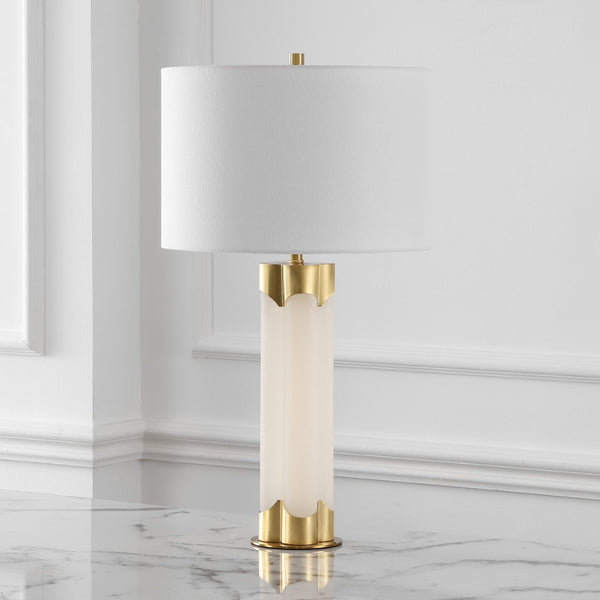 Safavieh CHAVEZ Alabaster Table Lamp - Modern Design with Warm Glow for Stylish Living Rooms and Bedrooms White / Gold CTL1038A