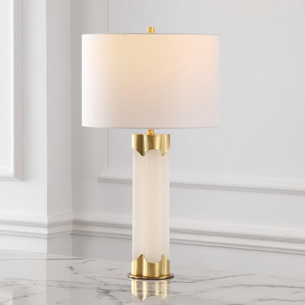 Safavieh CHAVEZ Alabaster Table Lamp - Modern Design with Warm Glow for Stylish Living Rooms and Bedrooms White / Gold CTL1038A