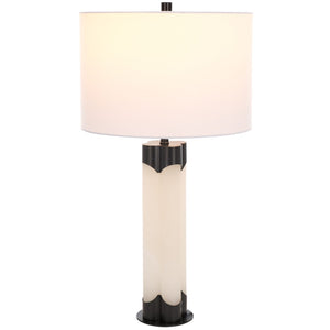 Safavieh CHAVEZ Alabaster Table Lamp - Modern Design with Warm Glow for Stylish Living Rooms and Bedrooms White / Black CTL1038C