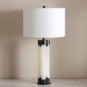 Safavieh CHAVEZ Alabaster Table Lamp - Modern Design with Warm Glow for Stylish Living Rooms and Bedrooms White / Black CTL1038C