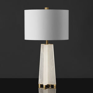 Safavieh GRACELLEN Alabaster Table Lamp - Elegant White & Gold Accent for Modern or Classic Home Decor CTL1039A