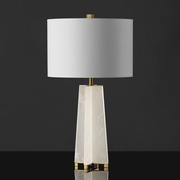 Safavieh GRACELLEN Alabaster Table Lamp - Elegant White & Gold Accent for Modern or Classic Home Decor CTL1039A