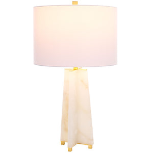 Safavieh GRACELLEN Alabaster Table Lamp - Elegant White & Gold Accent for Modern or Classic Home Decor CTL1039A