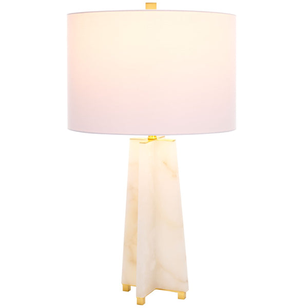 Safavieh GRACELLEN Alabaster Table Lamp - Elegant White & Gold Accent for Modern or Classic Home Decor CTL1039A