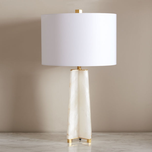 Safavieh GRACELLEN Alabaster Table Lamp - Elegant White & Gold Accent for Modern or Classic Home Decor CTL1039A