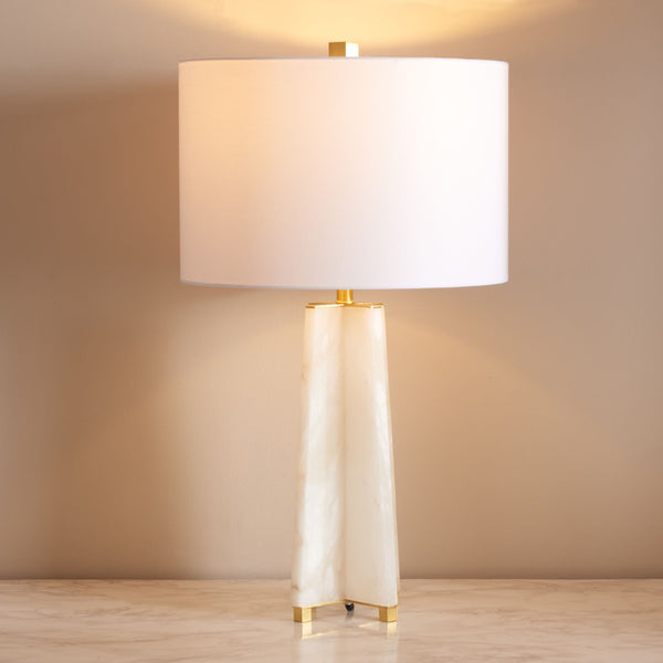 Safavieh GRACELLEN Alabaster Table Lamp - Elegant White & Gold Accent for Modern or Classic Home Decor CTL1039A