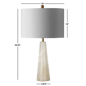 Safavieh AARON Alabaster Table Lamp: Elegant White & Gold Accent for Modern Home Décor, 26-Inch Tall Design CTL1040A