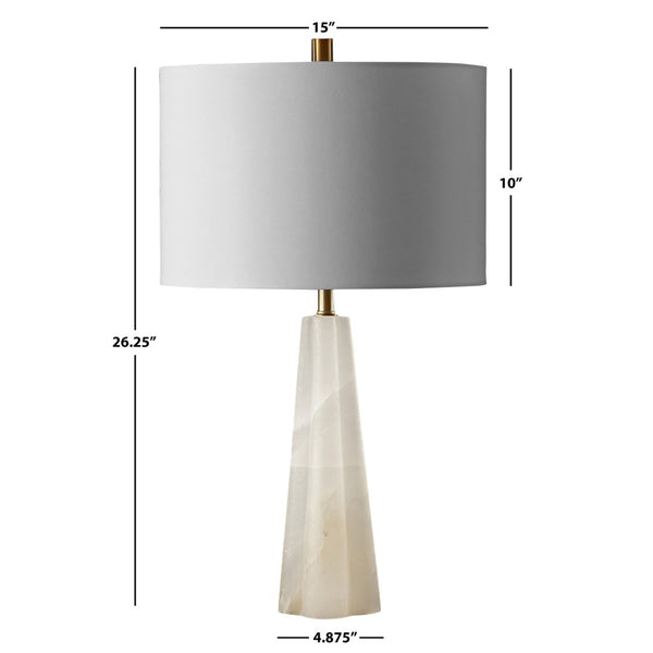 Safavieh AARON Alabaster Table Lamp: Elegant White & Gold Accent for Modern Home Décor, 26-Inch Tall Design CTL1040A
