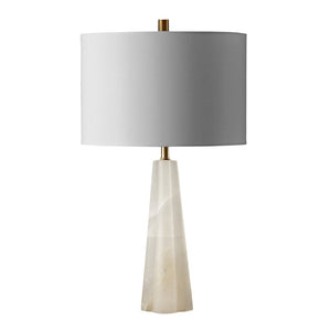 Safavieh AARON Alabaster Table Lamp: Elegant White & Gold Accent for Modern Home Décor, 26-Inch Tall Design CTL1040A
