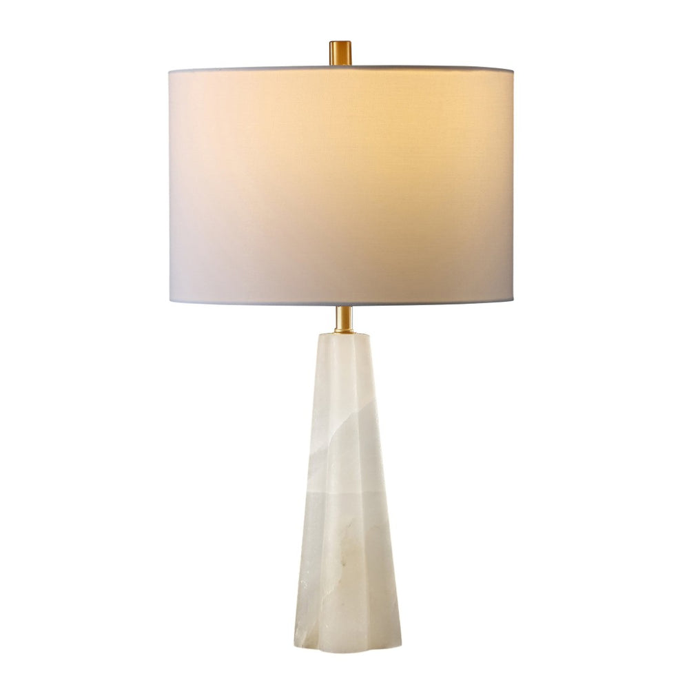 Safavieh AARON Alabaster Table Lamp: Elegant White & Gold Accent for Modern Home Décor, 26-Inch Tall Design CTL1040A