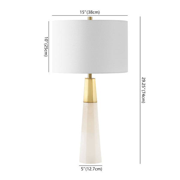 Safavieh TOTO Alabaster Table Lamp: Elegant White & Gold Accent for Modern Interiors, Warm Ambient Glow CTL1041A