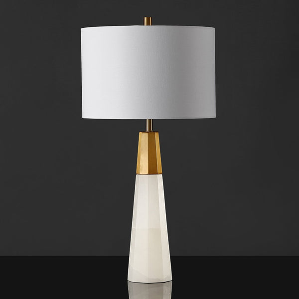 Safavieh TOTO Alabaster Table Lamp: Elegant White & Gold Accent for Modern Interiors, Warm Ambient Glow CTL1041A