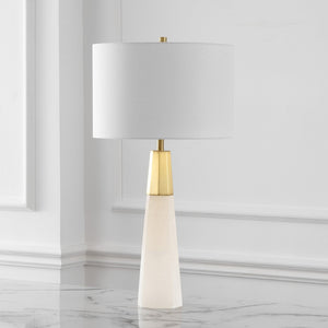 Safavieh TOTO Alabaster Table Lamp: Elegant White & Gold Accent for Modern Interiors, Warm Ambient Glow CTL1041A
