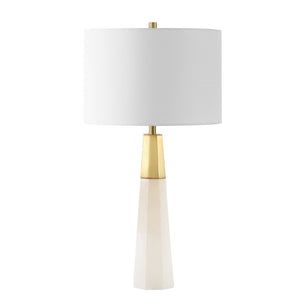 Safavieh TOTO Alabaster Table Lamp: Elegant White & Gold Accent for Modern Interiors, Warm Ambient Glow CTL1041A