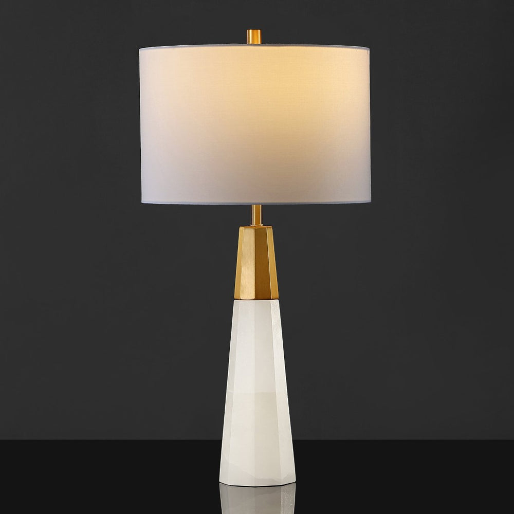 Safavieh TOTO Alabaster Table Lamp: Elegant White & Gold Accent for Modern Interiors, Warm Ambient Glow CTL1041A