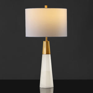 Safavieh TOTO Alabaster Table Lamp: Elegant White & Gold Accent for Modern Interiors, Warm Ambient Glow CTL1041A