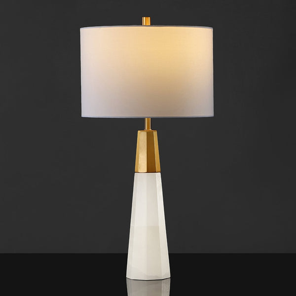 Safavieh TOTO Alabaster Table Lamp: Elegant White & Gold Accent for Modern Interiors, Warm Ambient Glow CTL1041A