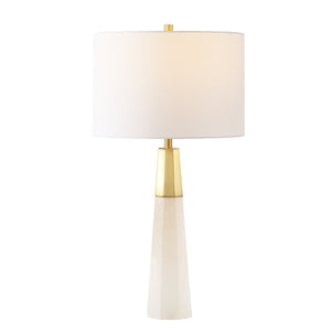 Safavieh TOTO Alabaster Table Lamp: Elegant White & Gold Accent for Modern Interiors, Warm Ambient Glow CTL1041A