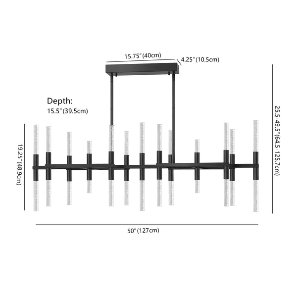 Safavieh Evaria Acrylic Tube Chandelier In Black - Modern Elegance For Stunning Home Decor And Lighting Black 60% Metal,30% Tempered Glass,10% Electrical Ctl1043b