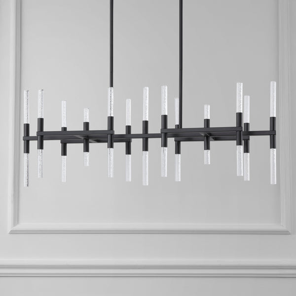 Safavieh Evaria Acrylic Tube Chandelier In Black - Modern Elegance For Stunning Home Decor And Lighting Black 60% Metal,30% Tempered Glass,10% Electrical Ctl1043b