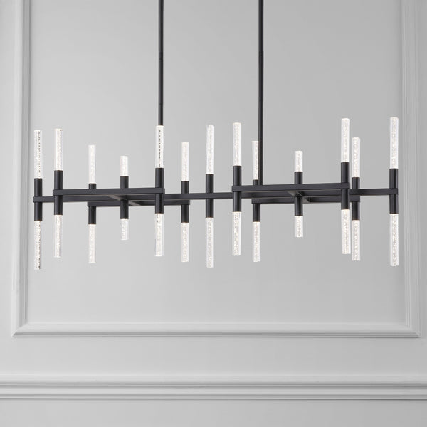 Safavieh Evaria Acrylic Tube Chandelier In Black - Modern Elegance For Stunning Home Decor And Lighting Black 60% Metal,30% Tempered Glass,10% Electrical Ctl1043b