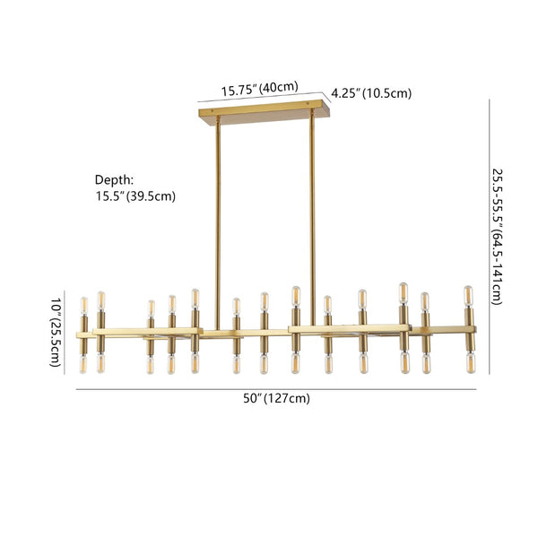 Safavieh HARALD Metal Chandelier in Polished Gold - Slim Architectural Design for Modern Elegance & Style CTL1044A