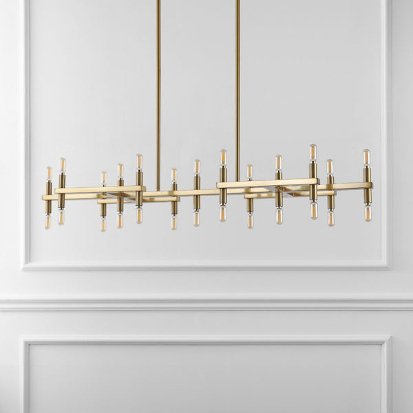 Safavieh HARALD Metal Chandelier in Polished Gold - Slim Architectural Design for Modern Elegance & Style CTL1044A
