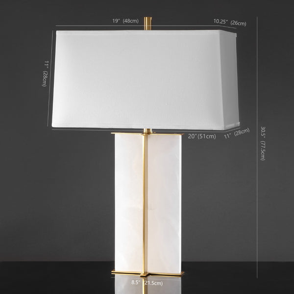 Safavieh Natalee Marble Table Lamp XII23 Gold / White Metal / Marble / Fabric CTL1045A