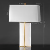 Safavieh Natalee Marble Table Lamp XII23 Gold / White Metal / Marble / Fabric CTL1045A