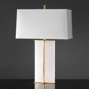 Safavieh Natalee Marble Table Lamp XII23 Gold / White Metal / Marble / Fabric CTL1045A