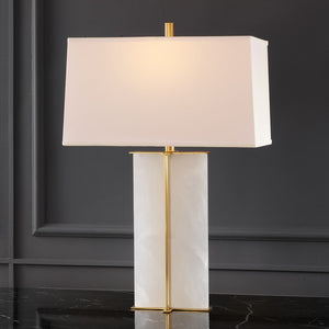 Safavieh Natalee Marble Table Lamp XII23 Gold / White Metal / Marble / Fabric CTL1045A