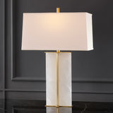 Safavieh Natalee Marble Table Lamp XII23 Gold / White Metal / Marble / Fabric CTL1045A