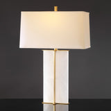 Safavieh Natalee Marble Table Lamp XII23 Gold / White Metal / Marble / Fabric CTL1045A