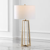 Safavieh Pollyanna Metal Base Table Lamp Antique Brass / White CTL1050A