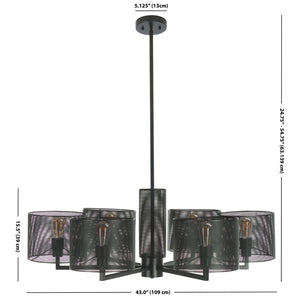 Safavieh ZACHAEUS Metal 6-Light Chandelier – Modern Industrial Design with Adjustable Height for Any Space Black CTL1052A