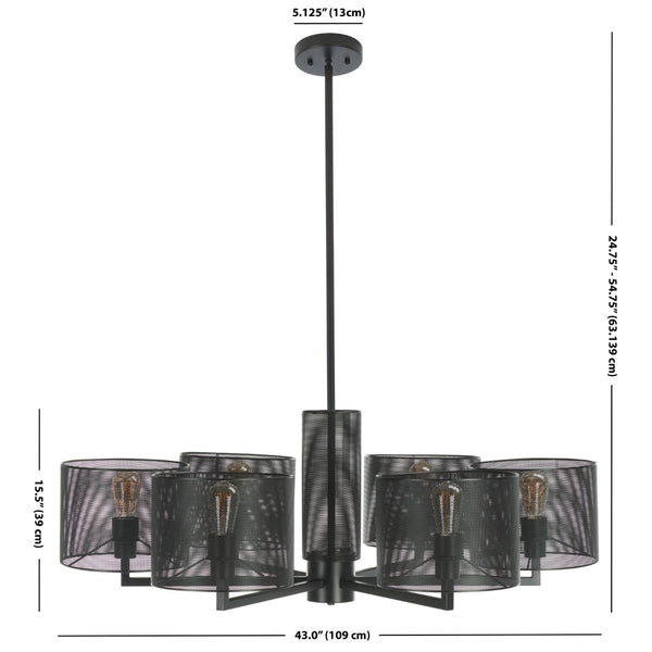 Safavieh ZACHAEUS Metal 6-Light Chandelier – Modern Industrial Design with Adjustable Height for Any Space Black CTL1052A