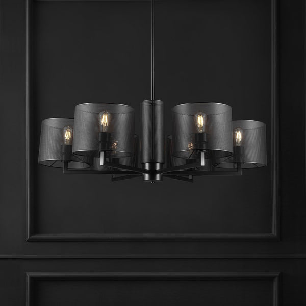 Safavieh Zachaeus Metal 6 Light Chandelier XII23 Black Iron CTL1052A