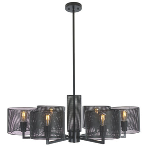 Safavieh ZACHAEUS Metal 6-Light Chandelier – Modern Industrial Design with Adjustable Height for Any Space Black CTL1052A