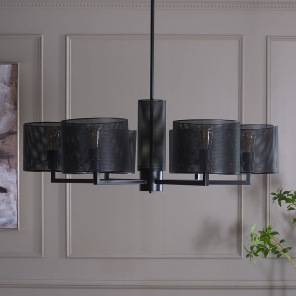 Safavieh ZACHAEUS Metal 6-Light Chandelier – Modern Industrial Design with Adjustable Height for Any Space Black CTL1052A