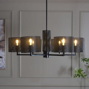 Safavieh ZACHAEUS Metal 6-Light Chandelier – Modern Industrial Design with Adjustable Height for Any Space Black CTL1052A