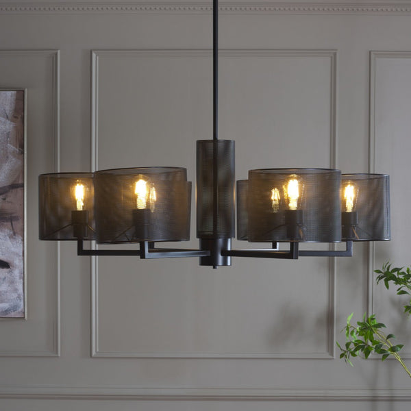 Safavieh ZACHAEUS Metal 6-Light Chandelier – Modern Industrial Design with Adjustable Height for Any Space Black CTL1052A